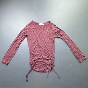 Omgirl Top Women's Size Small Ruched Side Long Sleeve Maroon Yoga Casual Stretch